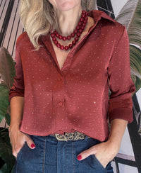 Thumbnail for Blouse strass bordeaux