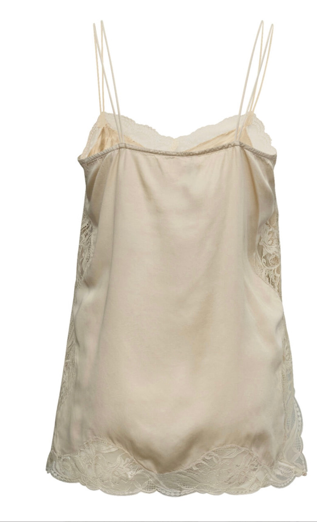 Top Isolde satijnlook met kant Cream
