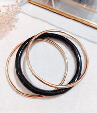 Thumbnail for Set van 3 Bangles – Goud & Zwart Resin – Mix Armband Set
