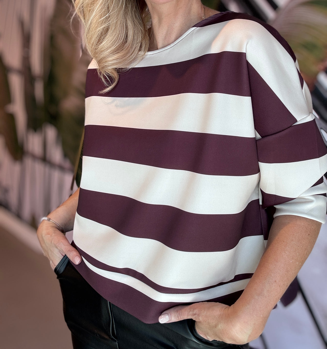 Sweater stripe bordeaux