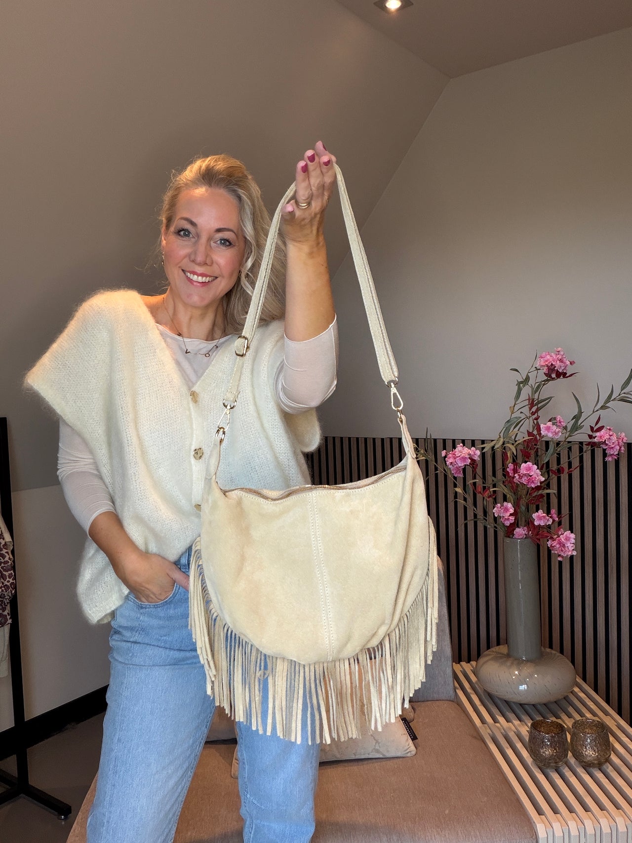 tas suede franje