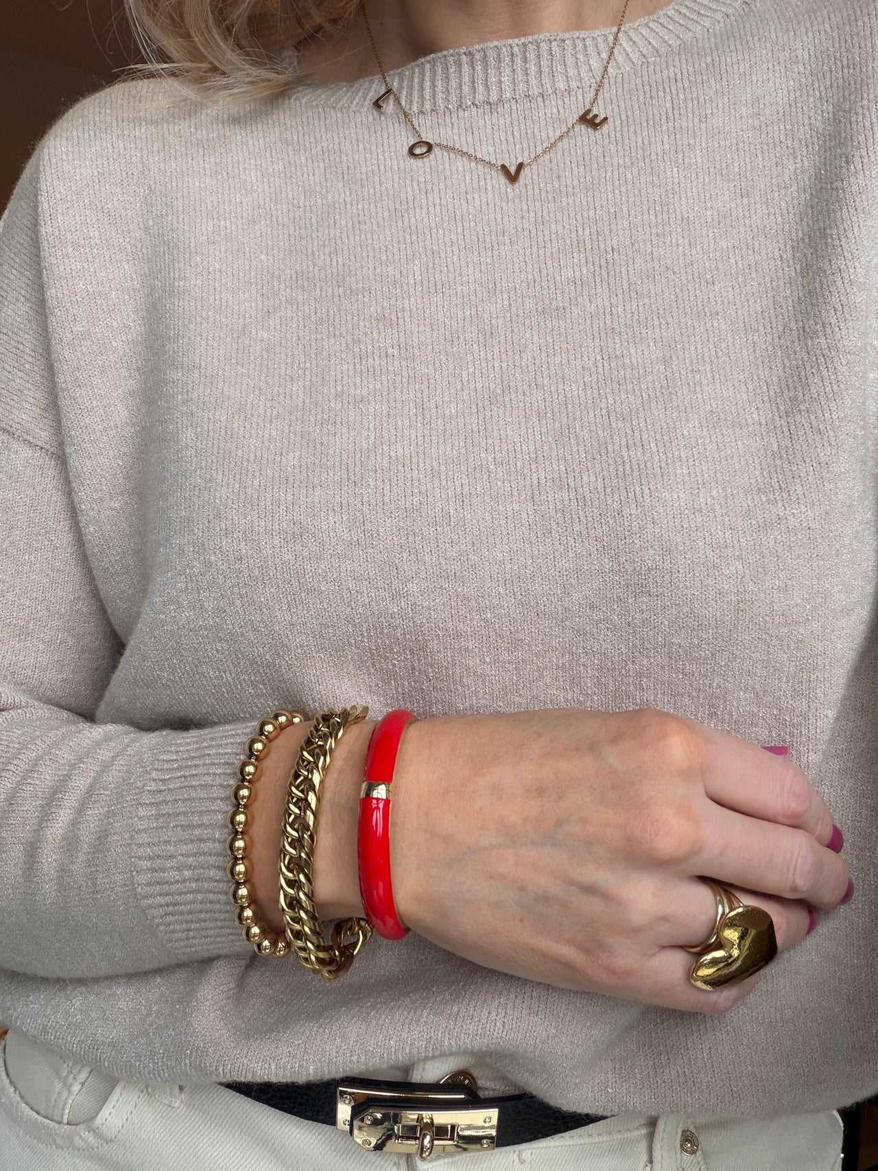 Bangle goud met Rood Emaille – Nikkelvrij