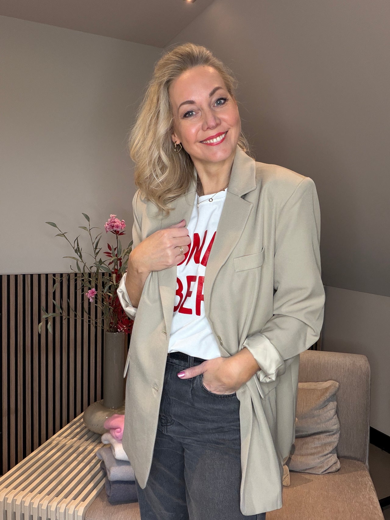 Blazer oversized zand