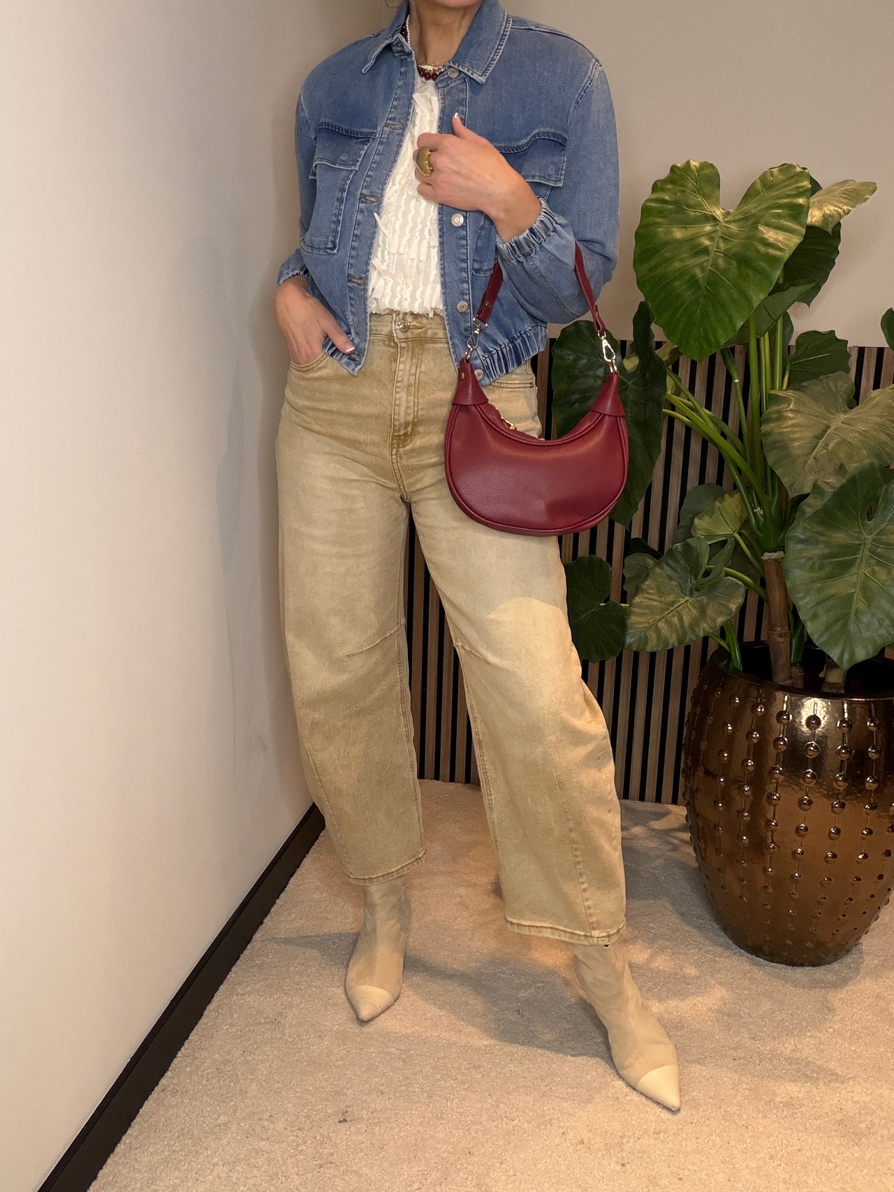 Barrel fit denim zand