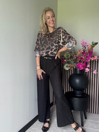 Thumbnail for Oversized dungehaakte top Leopard