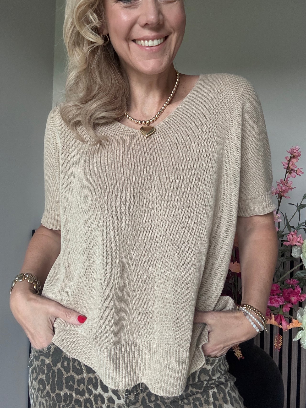 Top v hals 100% cotton