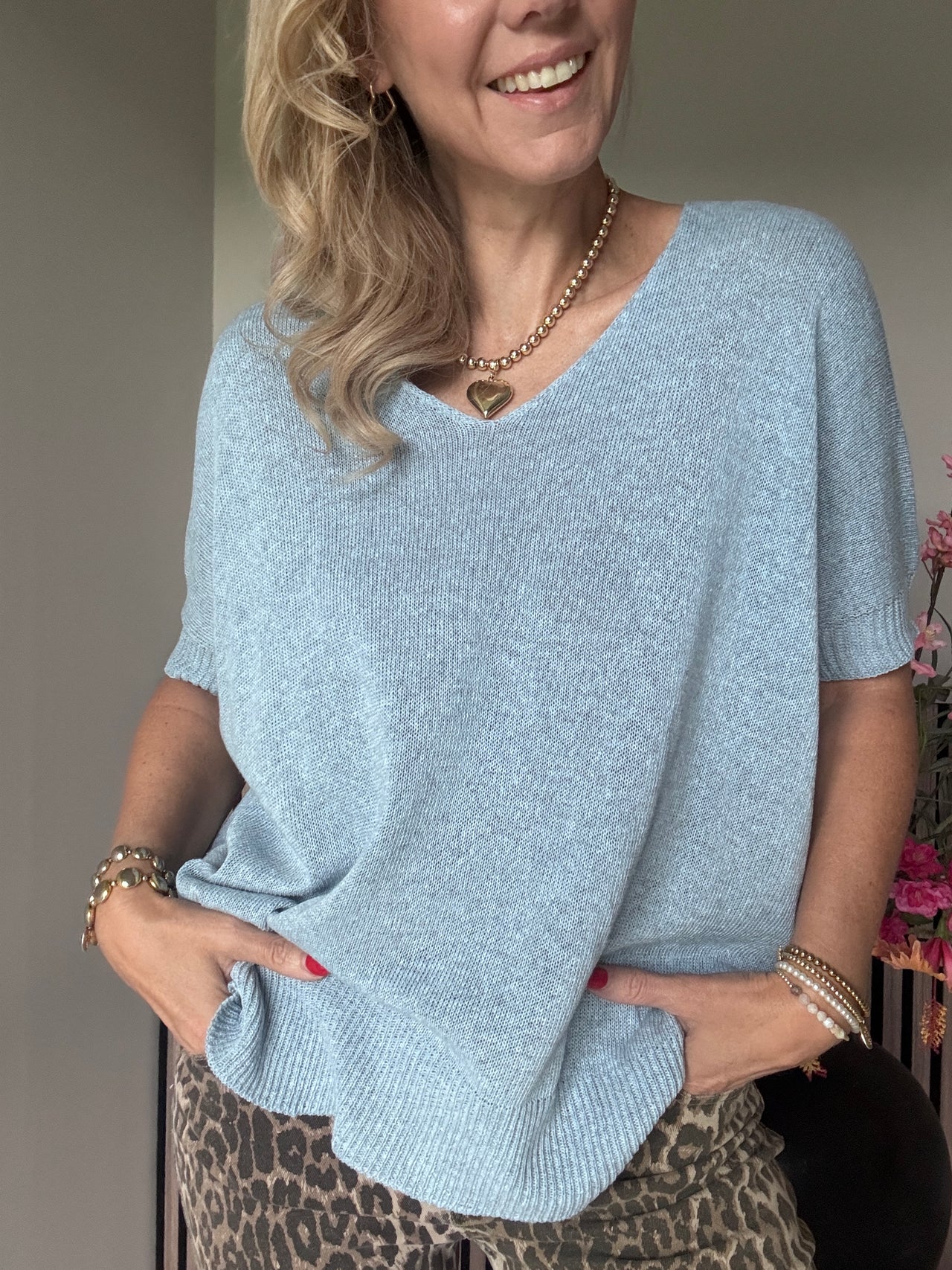 Top v hals 100% cotton