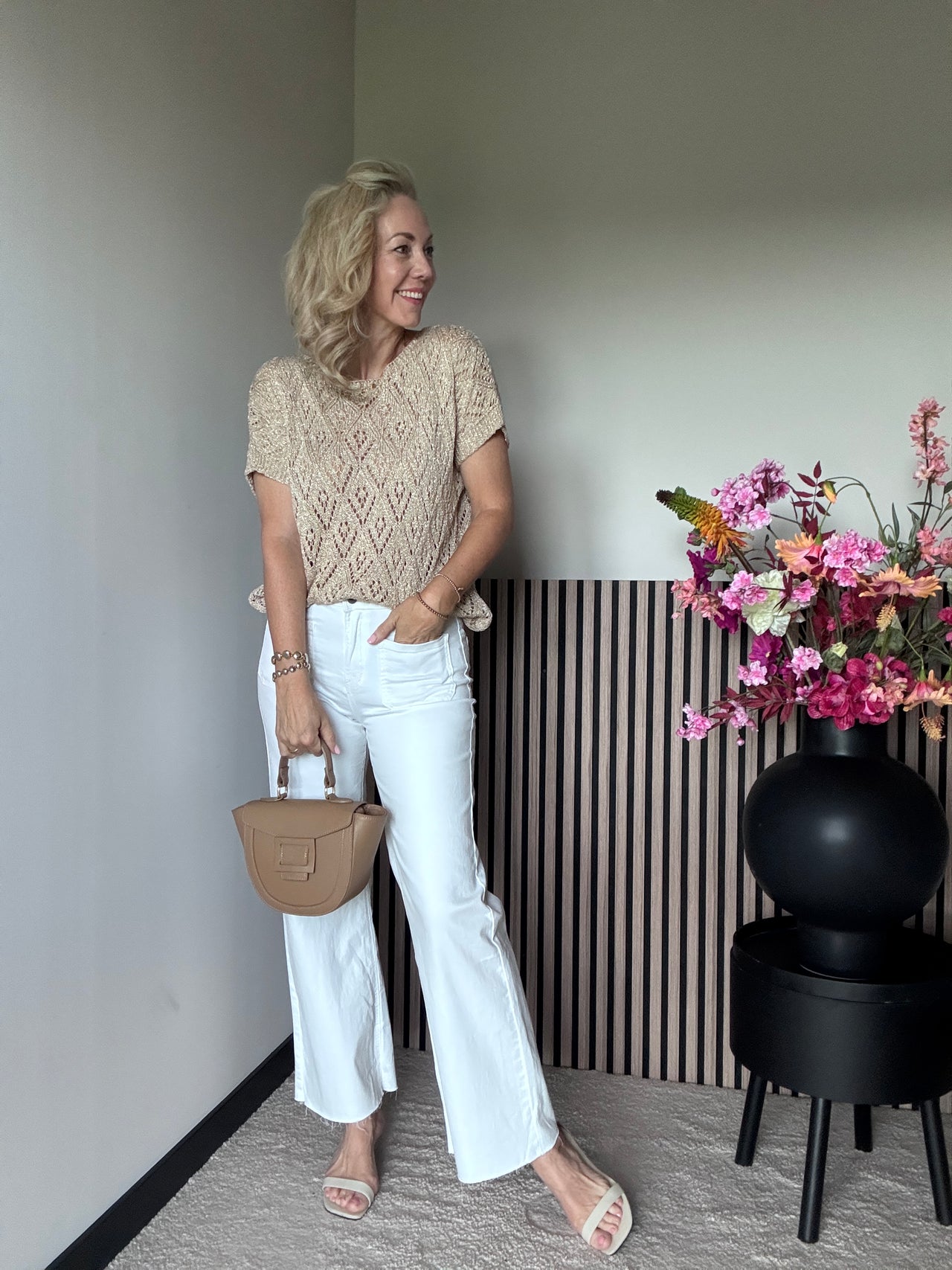 Top viscose mix Gina opengewerkt gold