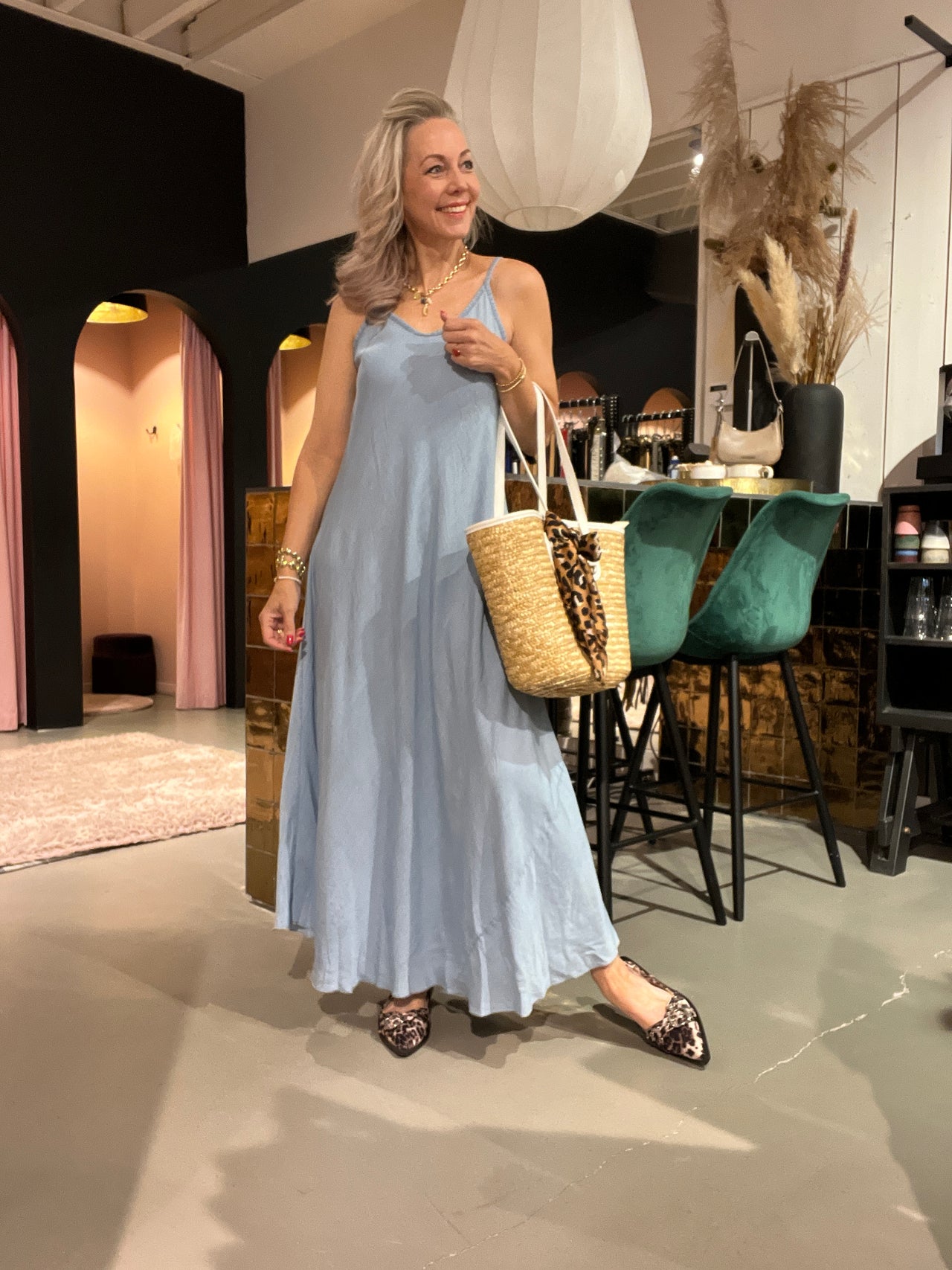 Kastgeluk jeans jurk long