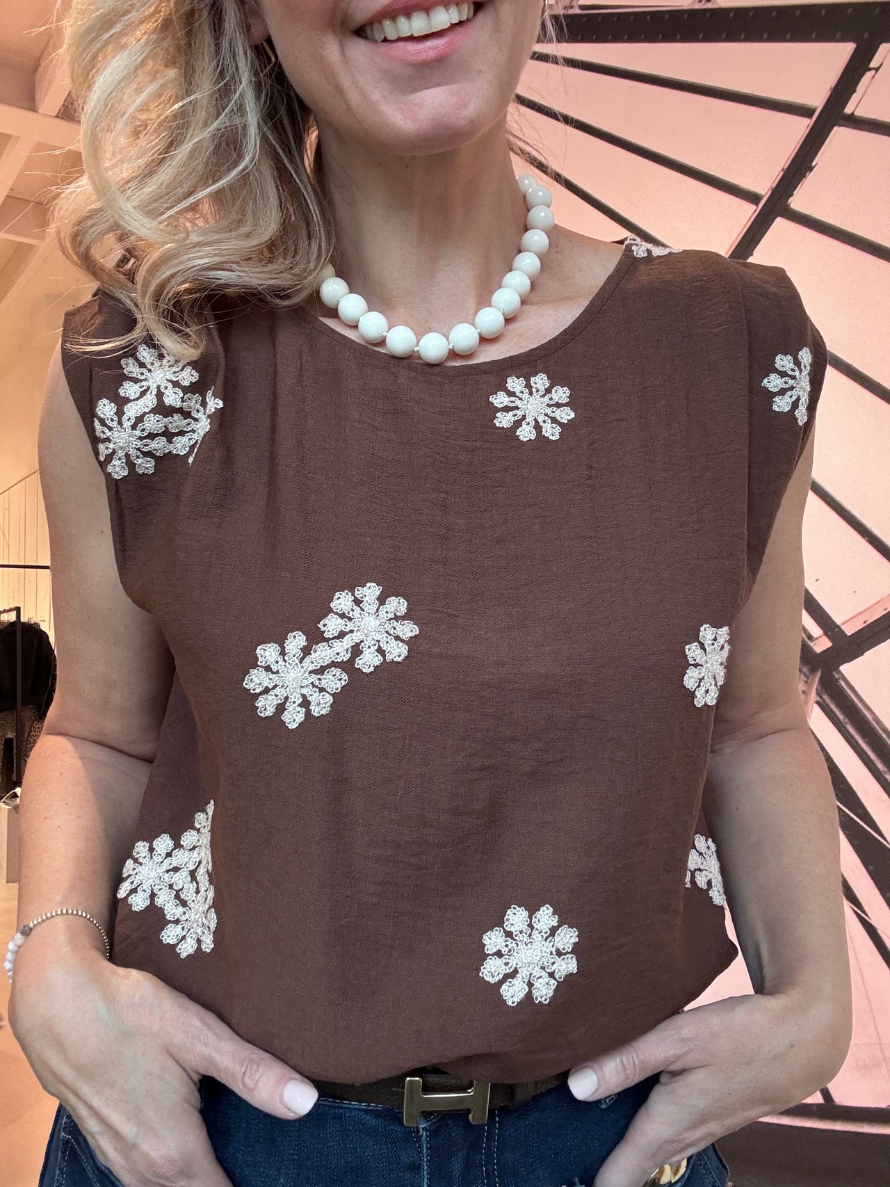 Top flower embroidery