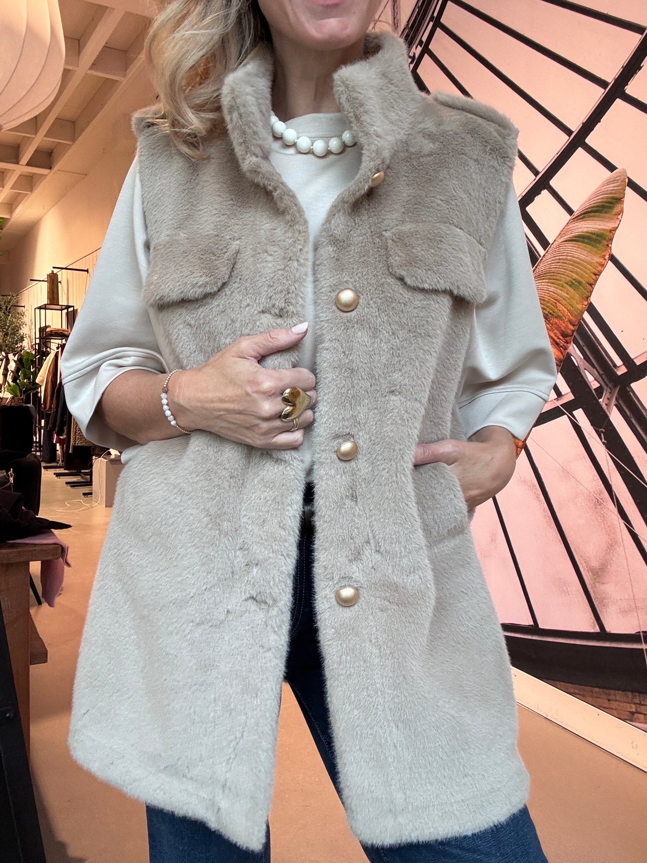 Gilet long fake fur