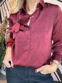 Thumbnail for Blouse satijnlook one flower