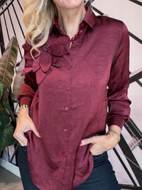 Thumbnail for Blouse satijnlook one flower
