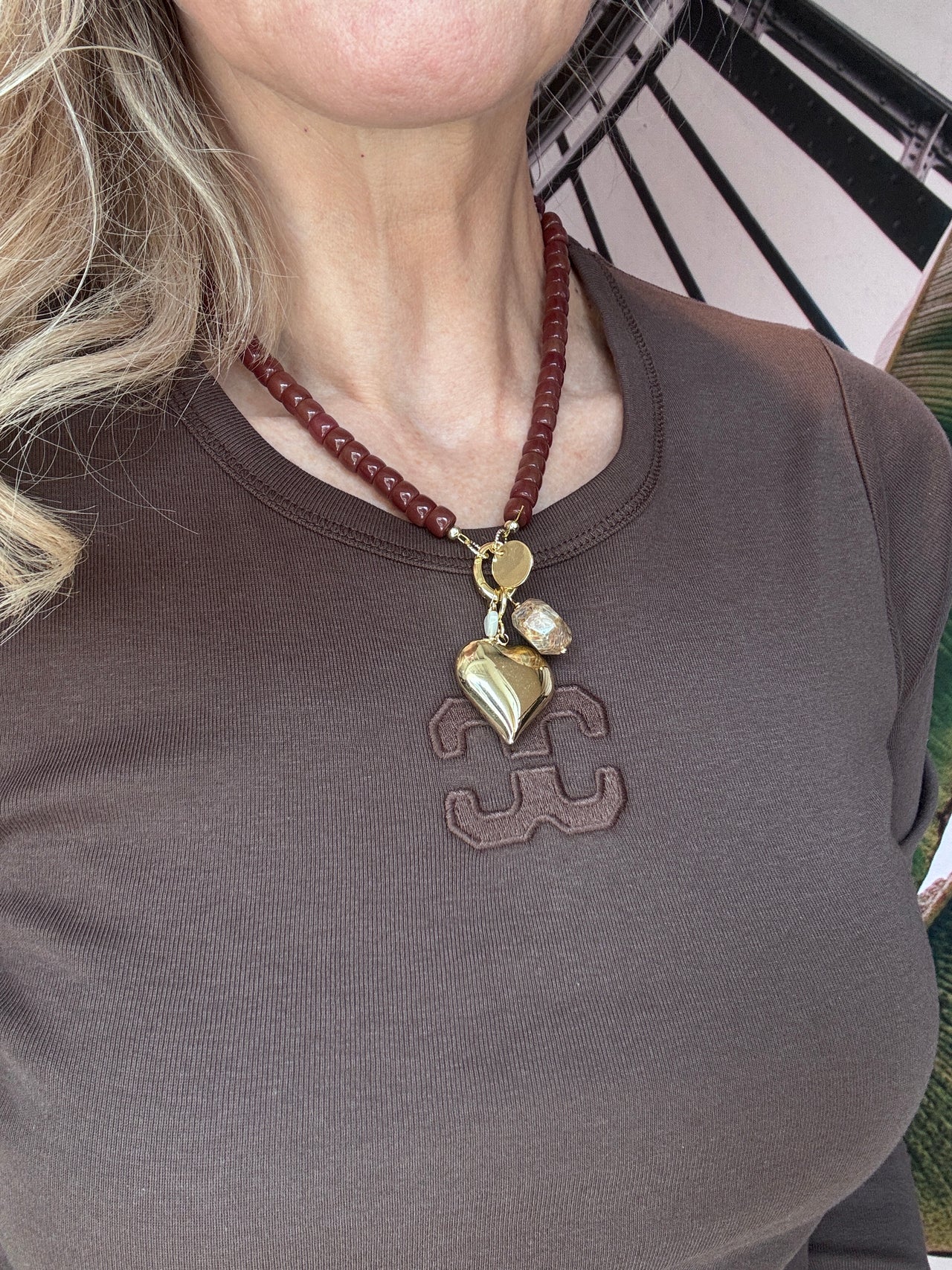 Fushi ketting hart bruin