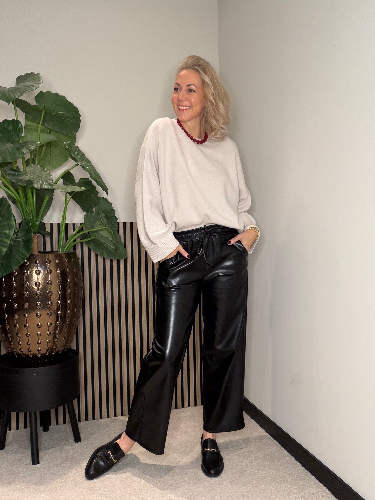 Faux leather straight