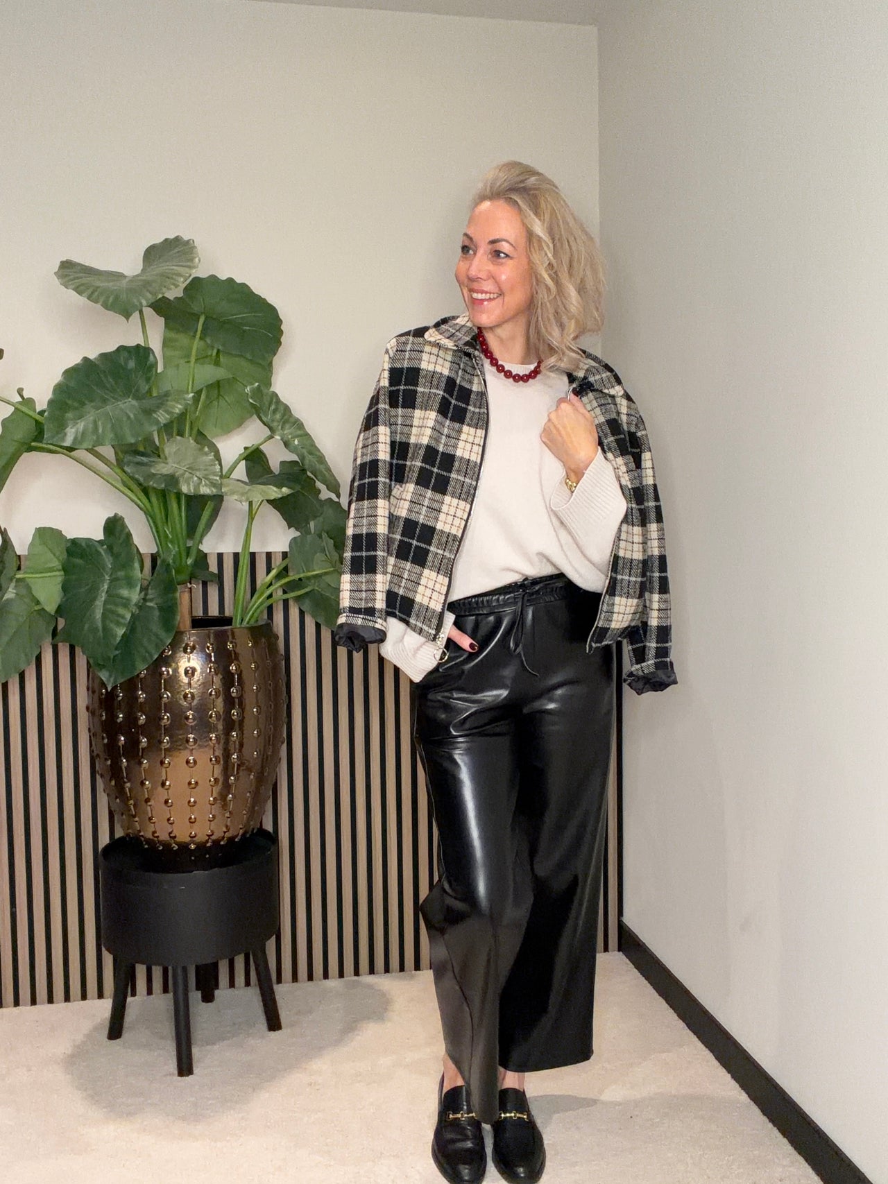 Faux leather straight