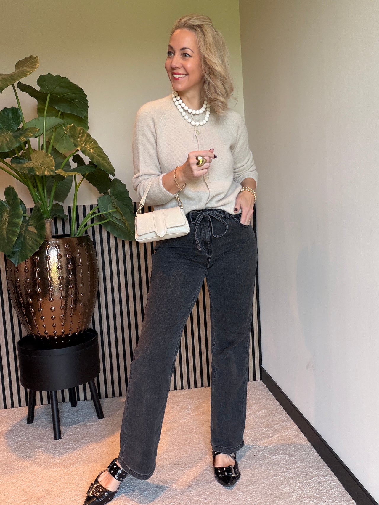 SRB4691  Claudette Black Denim & Belt