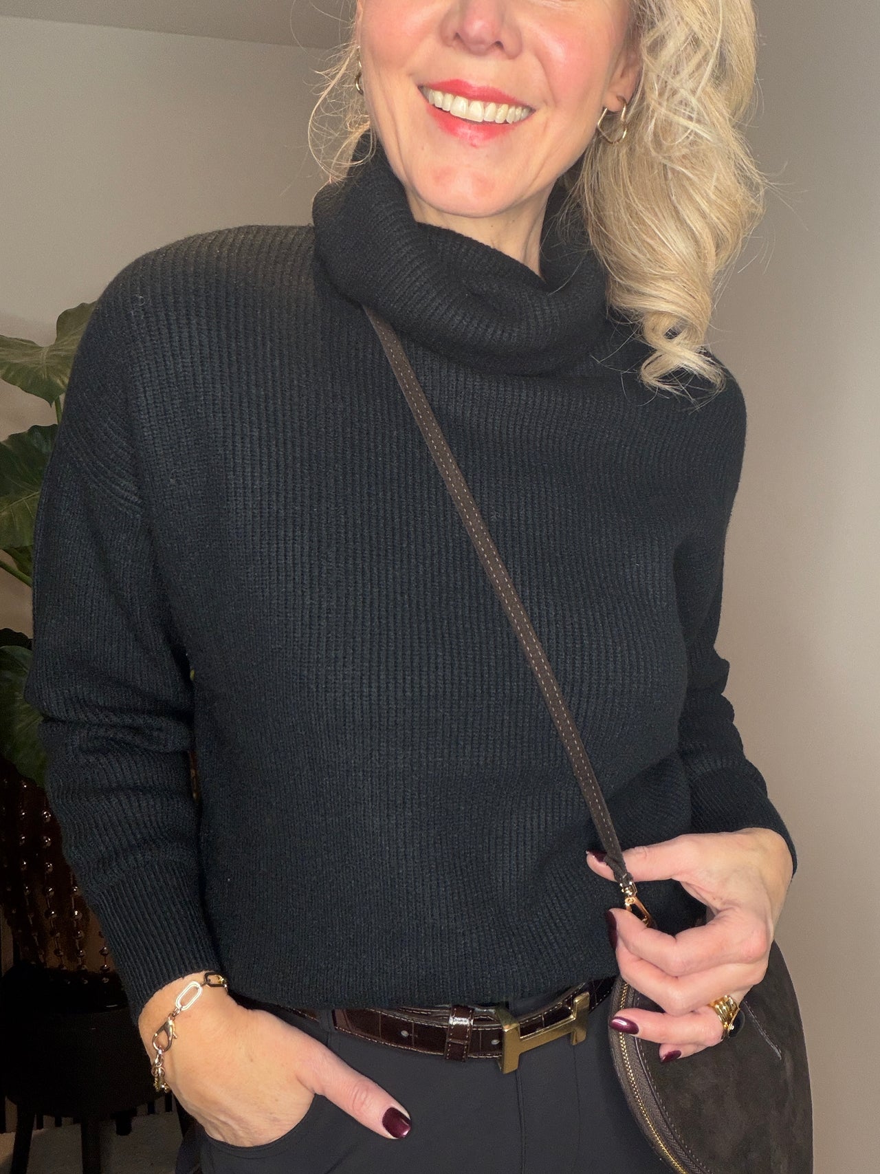 Cashmere mix oversized col trui