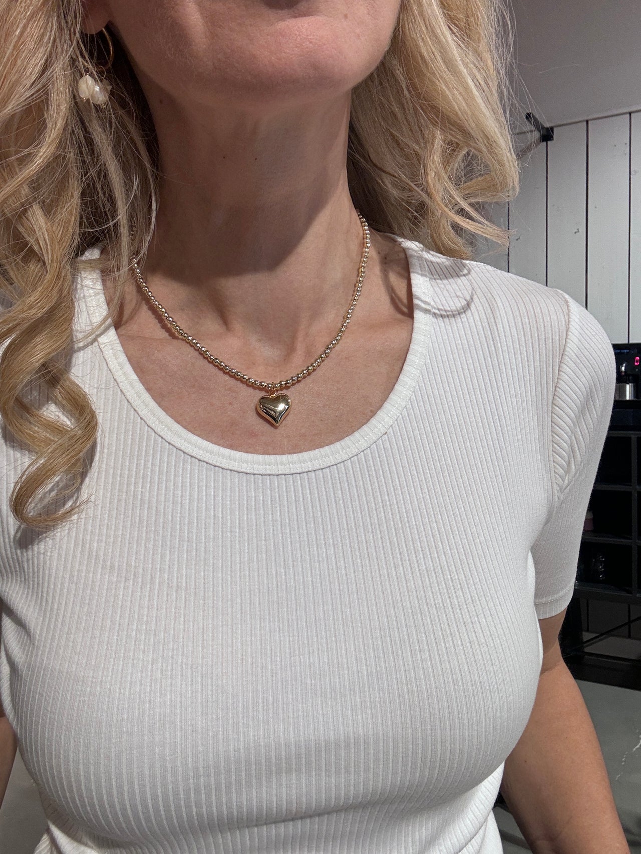 Fushi ketting 4mm 14krt verguld goud met gouden hart