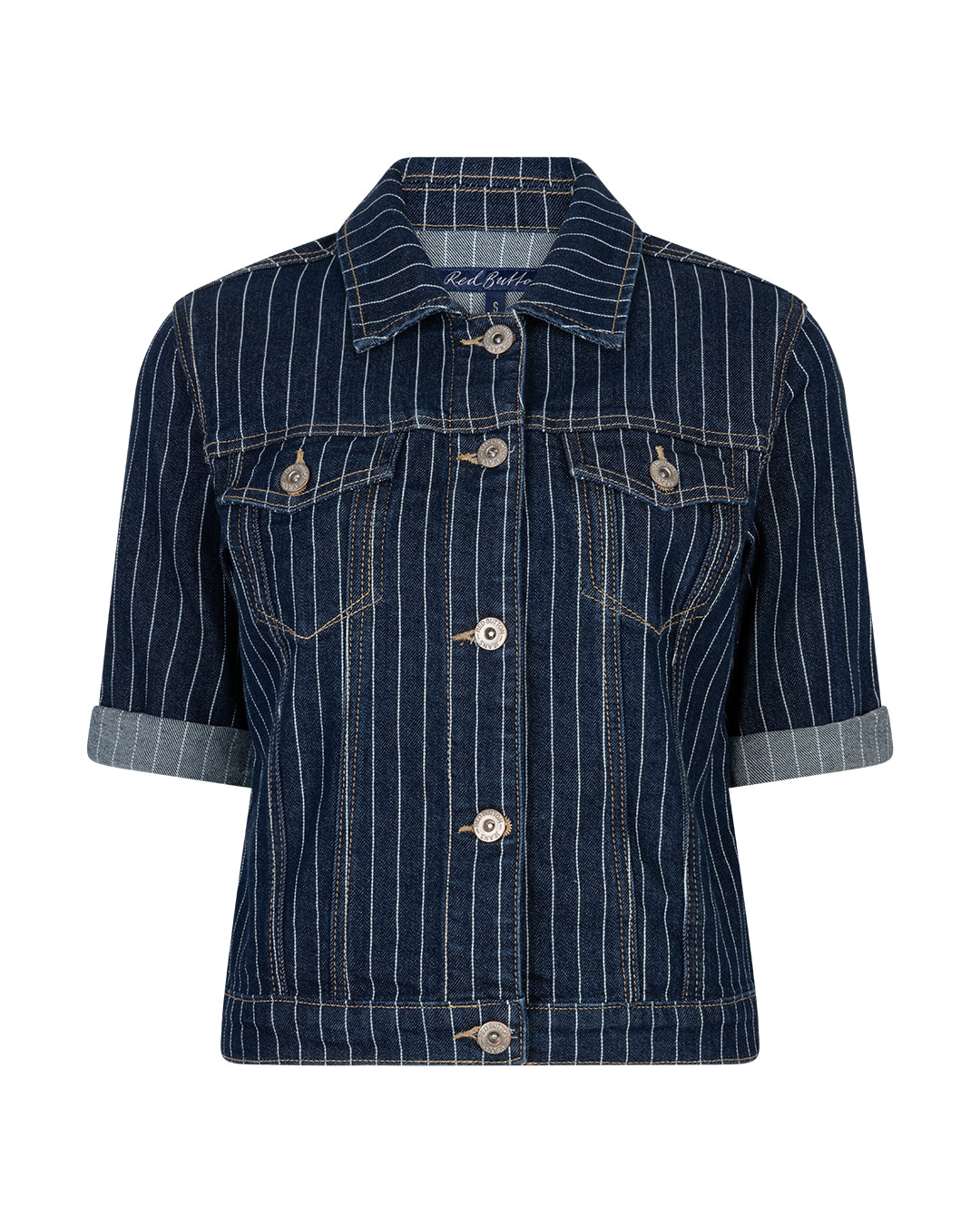 Jackie Short Sleeve Denim Pinstripe