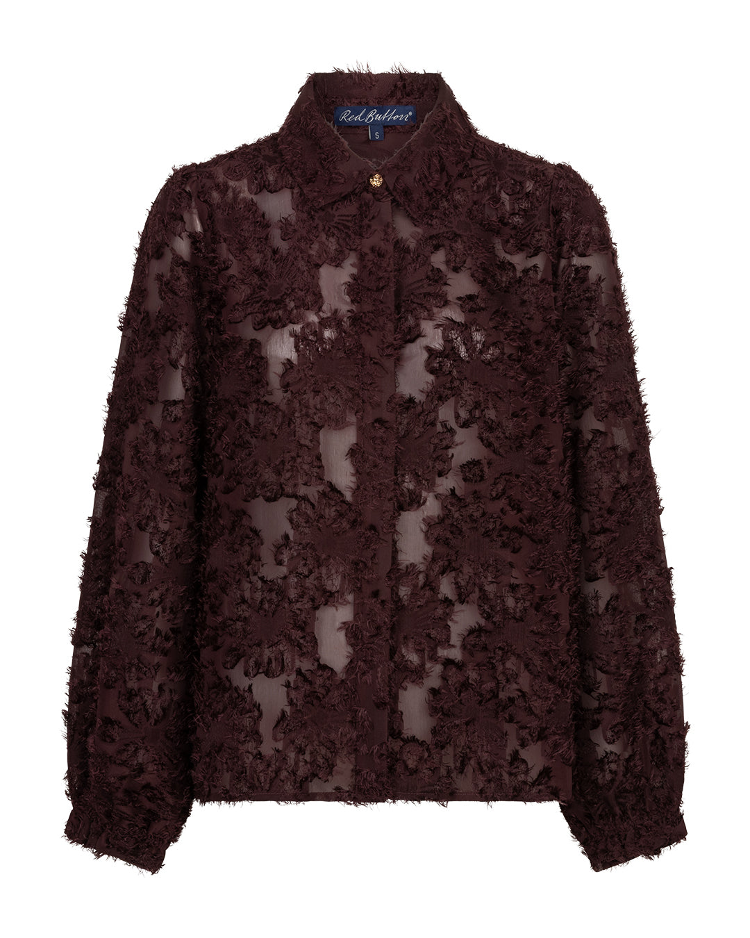 Blouse fringes Burgundy - Red Button