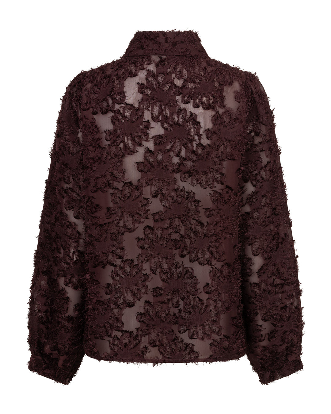 Blouse fringes Burgundy - Red Button