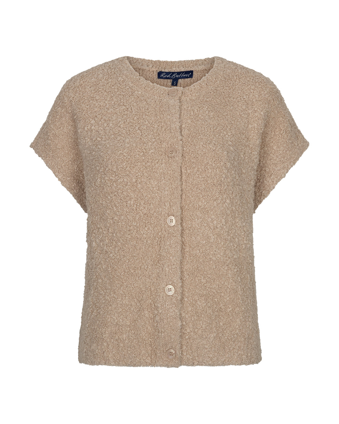 Sleeveless knit boucle Latte - Red Button