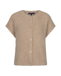 Thumbnail for Sleeveless knit boucle Latte - Red Button