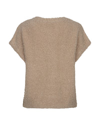 Thumbnail for Sleeveless knit boucle Latte - Red Button