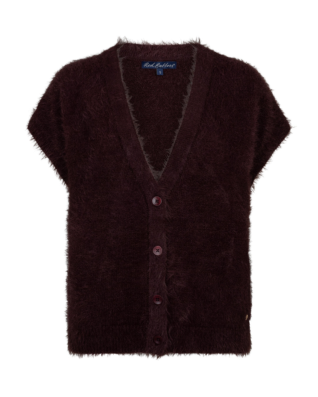 Sleeveless fuzzy Burgundy - Red Button