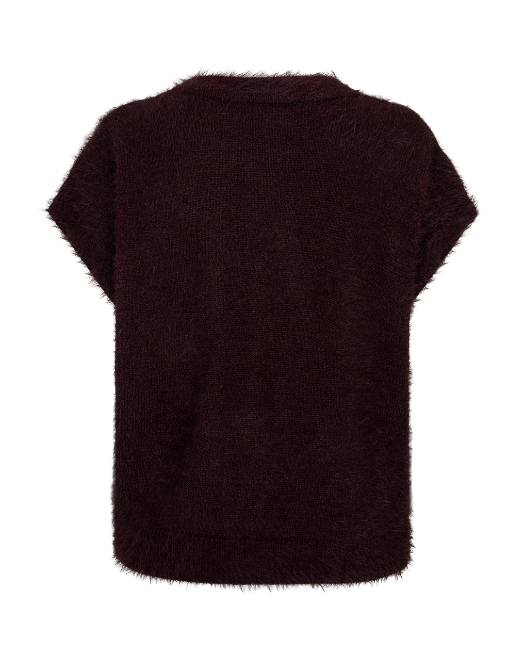 Sleeveless fuzzy Burgundy - Red Button