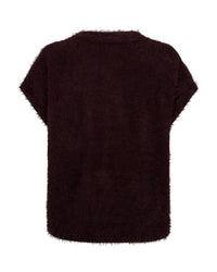 Thumbnail for Sleeveless fuzzy Burgundy - Red Button