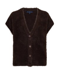 Thumbnail for Sleeveless fuzzy Espresso - Red Button