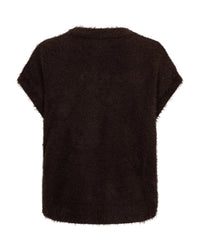 Thumbnail for Sleeveless fuzzy Espresso - Red Button