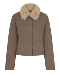 Thumbnail for Jacket & fur collar Truffle - Red Button