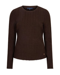 Thumbnail for Top fine knit Espresso - Red Button