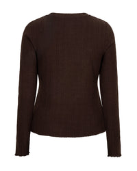 Thumbnail for Top fine knit Espresso - Red Button