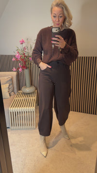 Travelkwaliteit balloon trousers donkerbruin